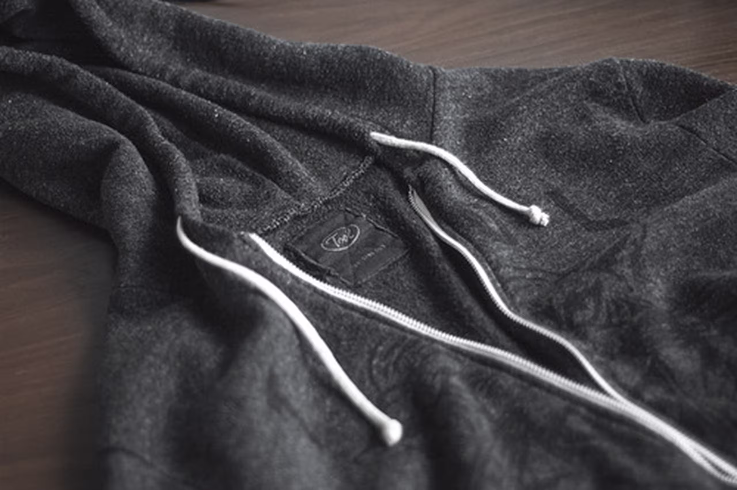 dark gray zip-up hoodie