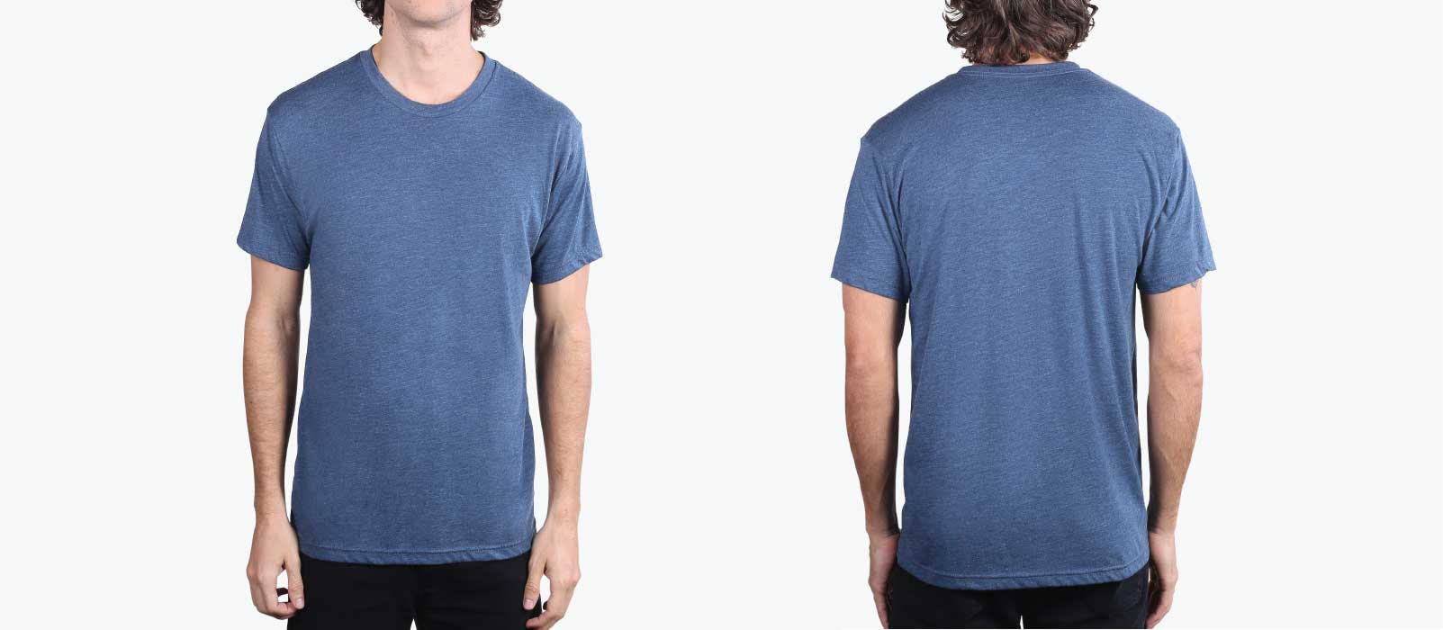 man wearing indigo blue shirt front and back man wearing indigo blue shirt front and back